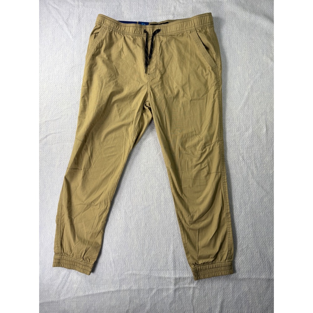 Plugg Mens XL Stretch Jogger Pants Khaki Tan Ripstop Drawstring P176329 NWT